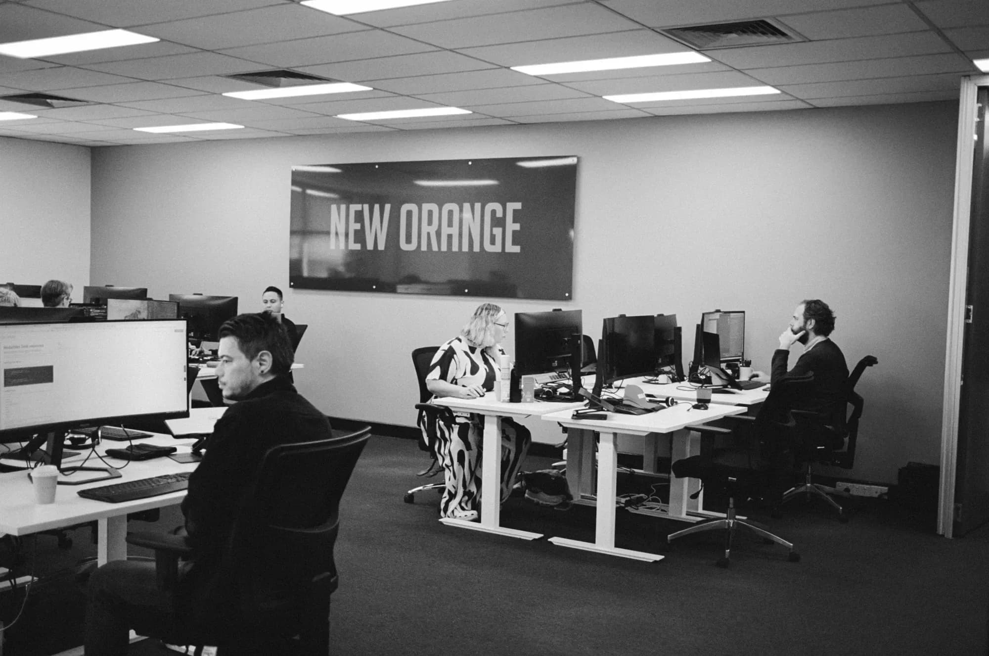 Colleagues working in office