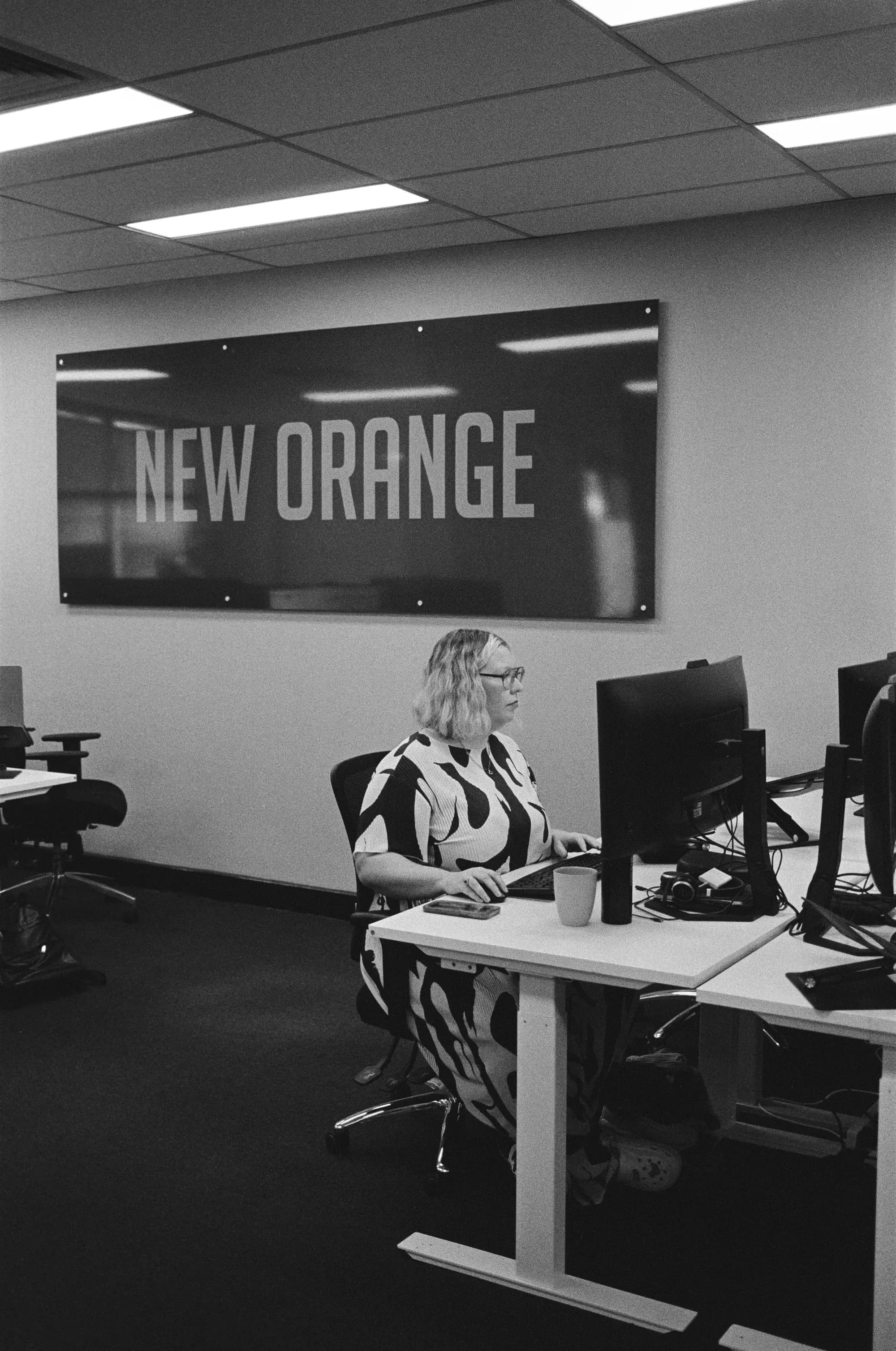 Colleague working at computer